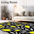 Vibrant Yellow Leaf Pattern Rug