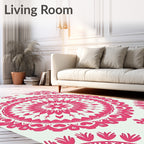 Fuchsia Mandala Floral Pattern Rug