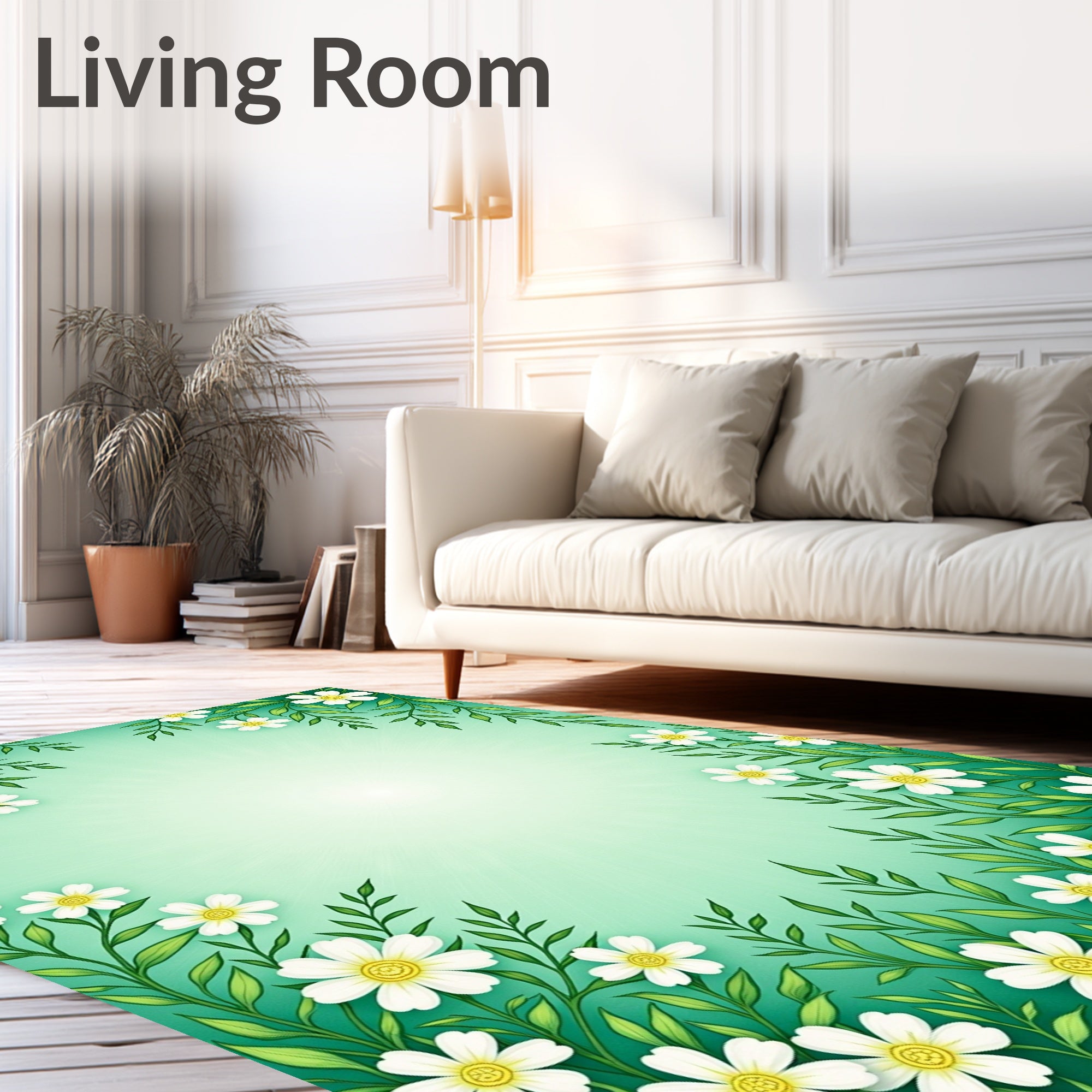 Spring Floral Vines With White Flowers Rug