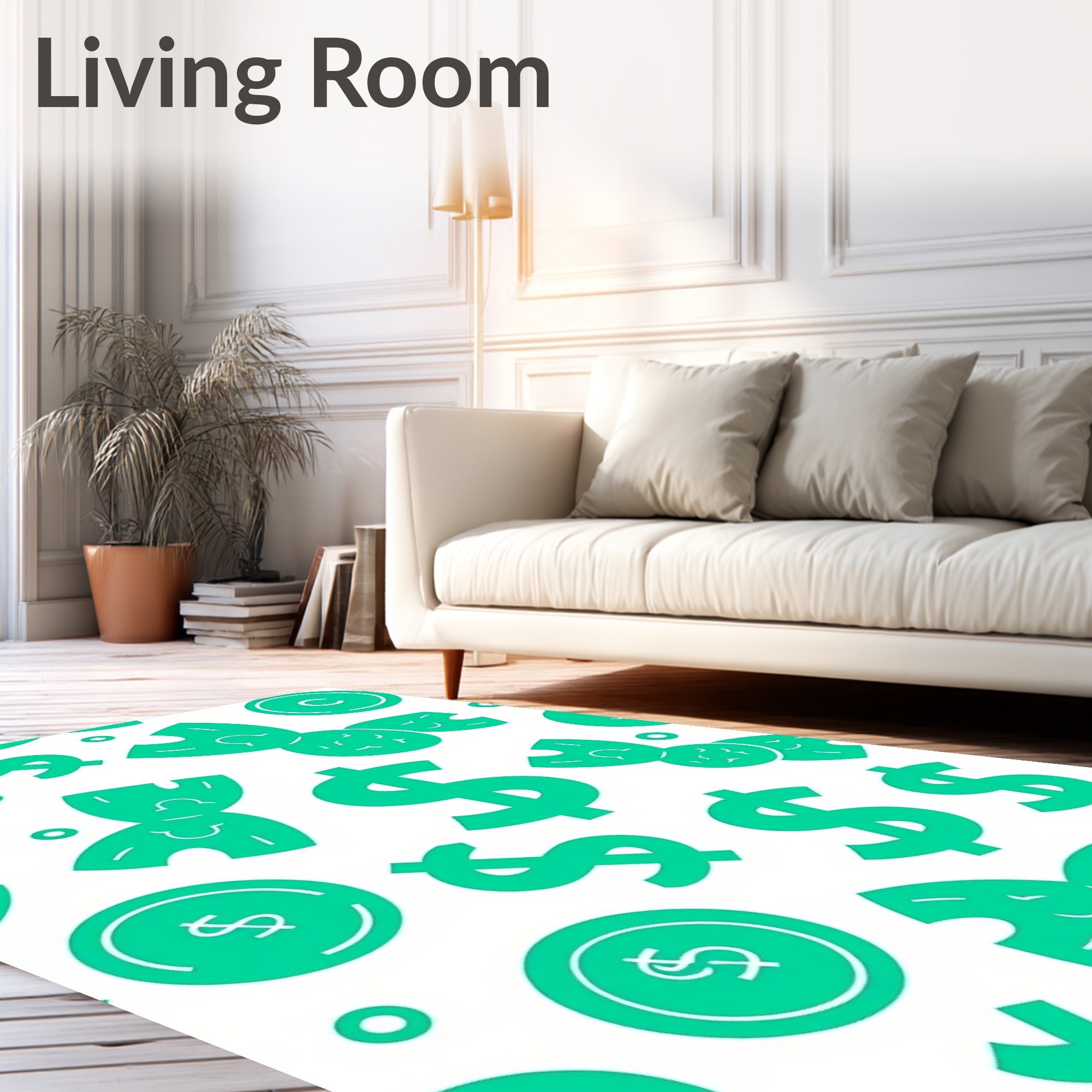 Green Dollar Fish Pattern Design Rug