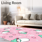 Pink Cute Snowman Snowflake Medley Rug