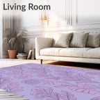 Elegant Lilac Floral Scrollwork Design Rug