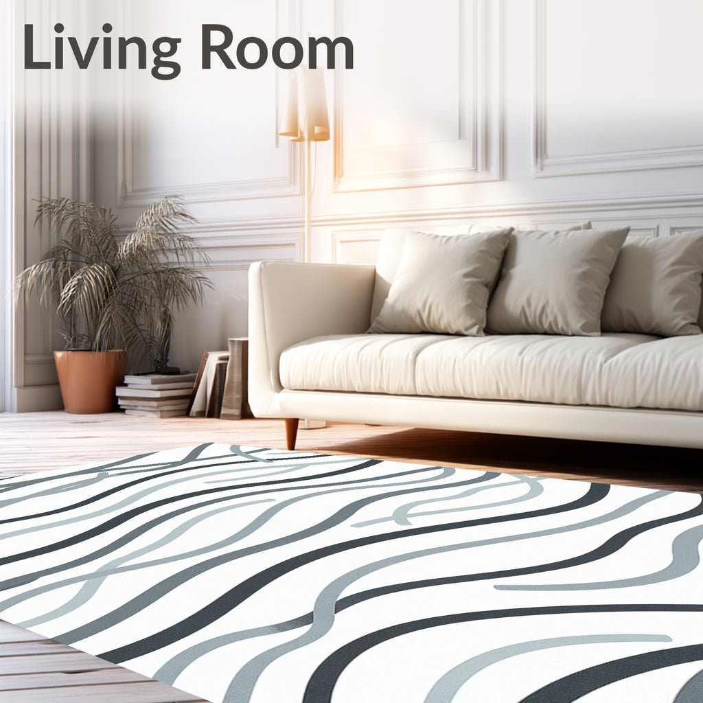 Abstract Wavy Lines Natural Tone Rug