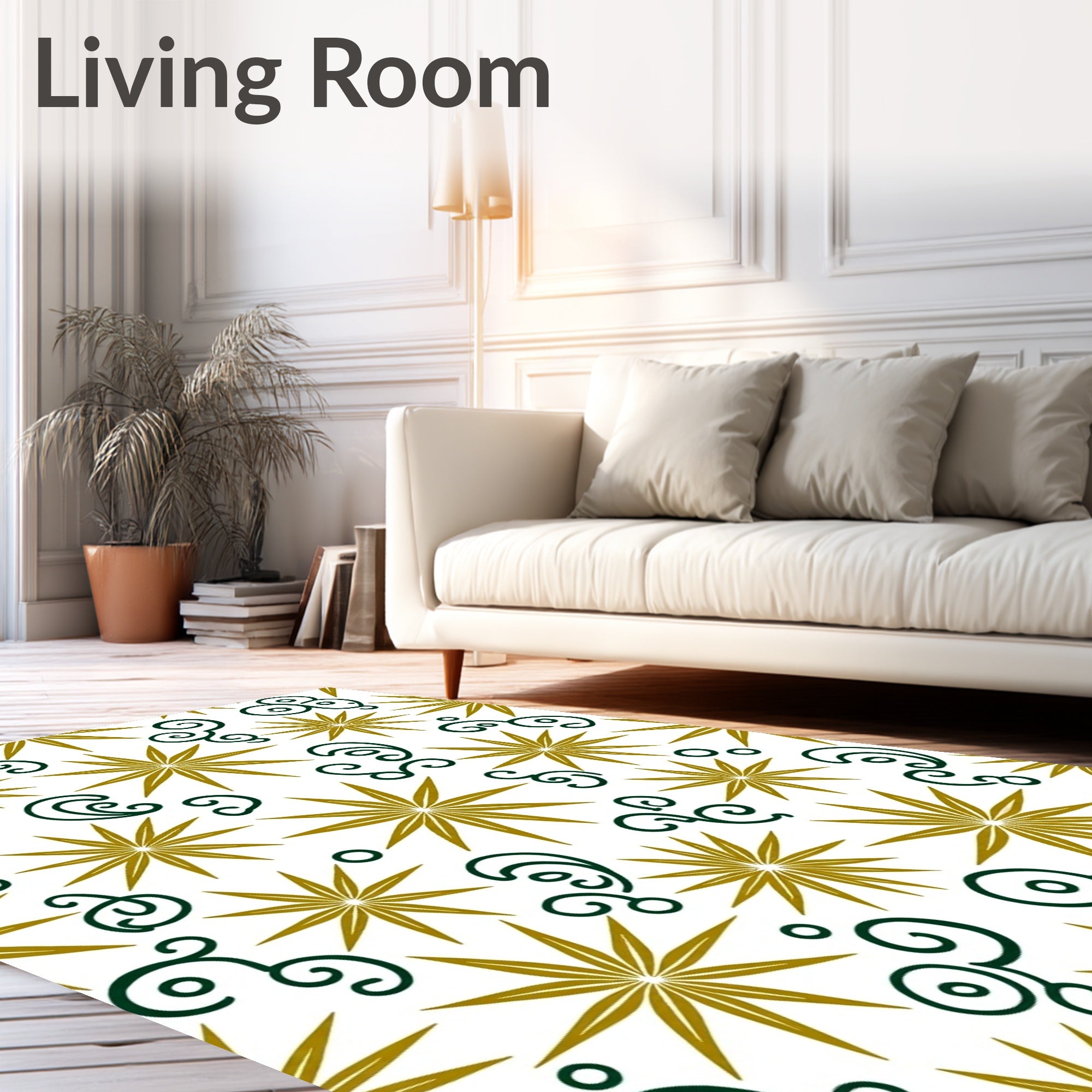 Golden Starburst Swirl Medley Rug