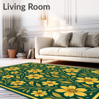 Golden Floral Vine Pattern Rug