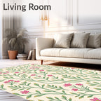 Delicate Pink Floral Vine Pattern Rug