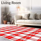 Classic Red Checkerboard Pattern Rug