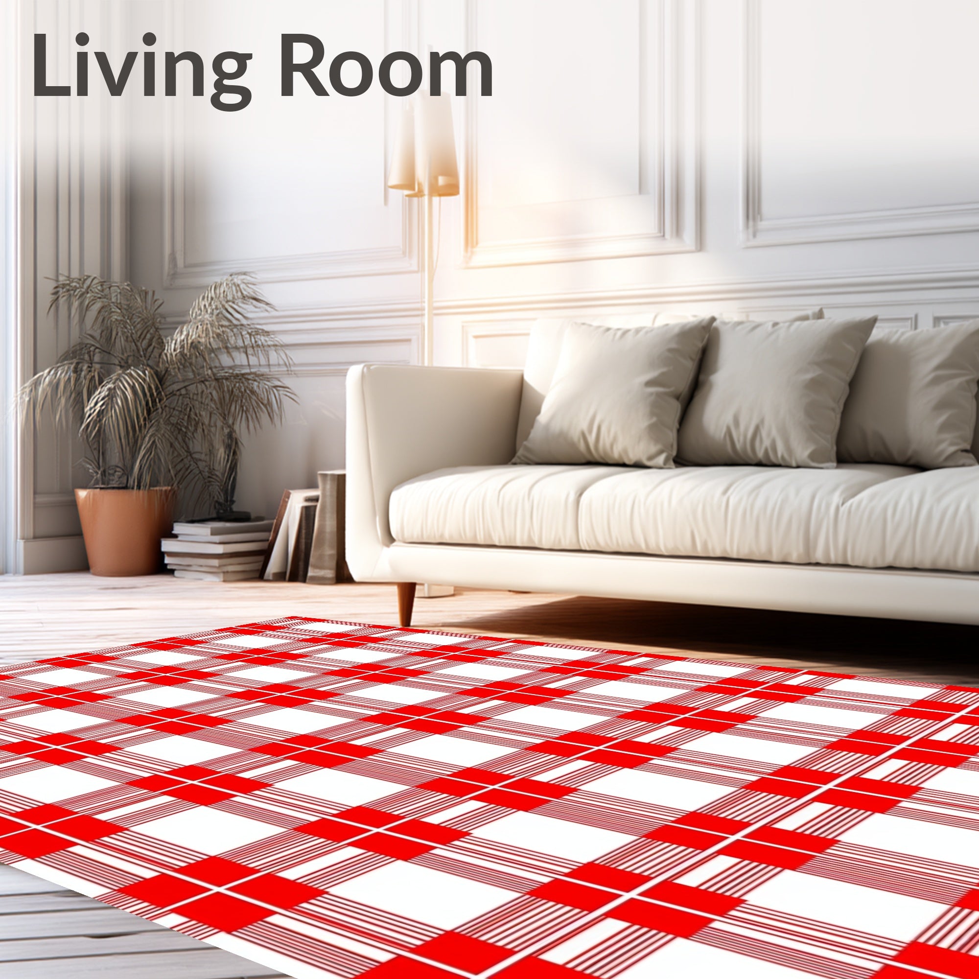 Classic Red Checkerboard Pattern Rug