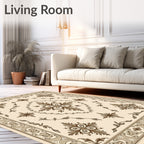 Ornate Floral Leaf Scrollwork Rug