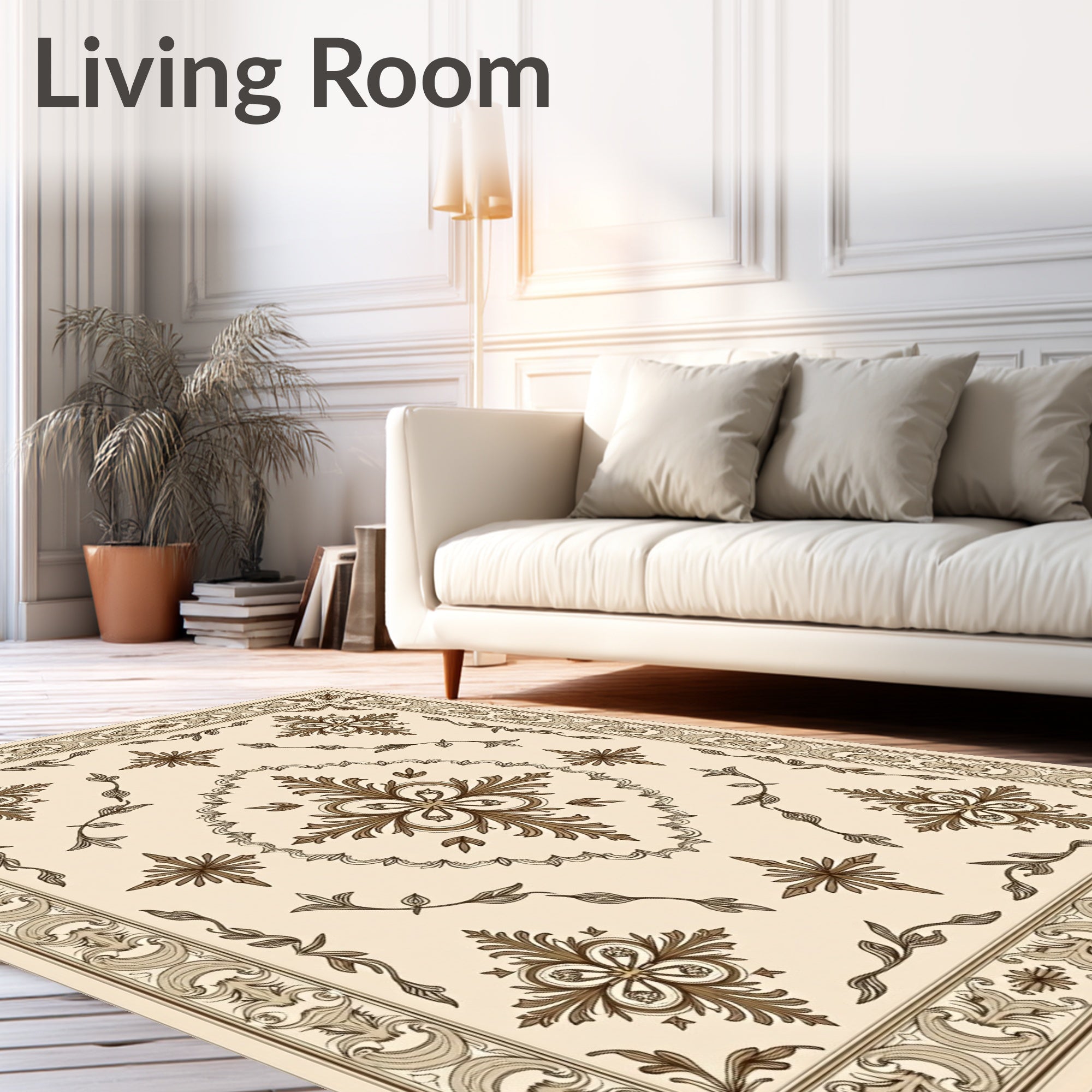 Ornate Floral Leaf Scrollwork Rug
