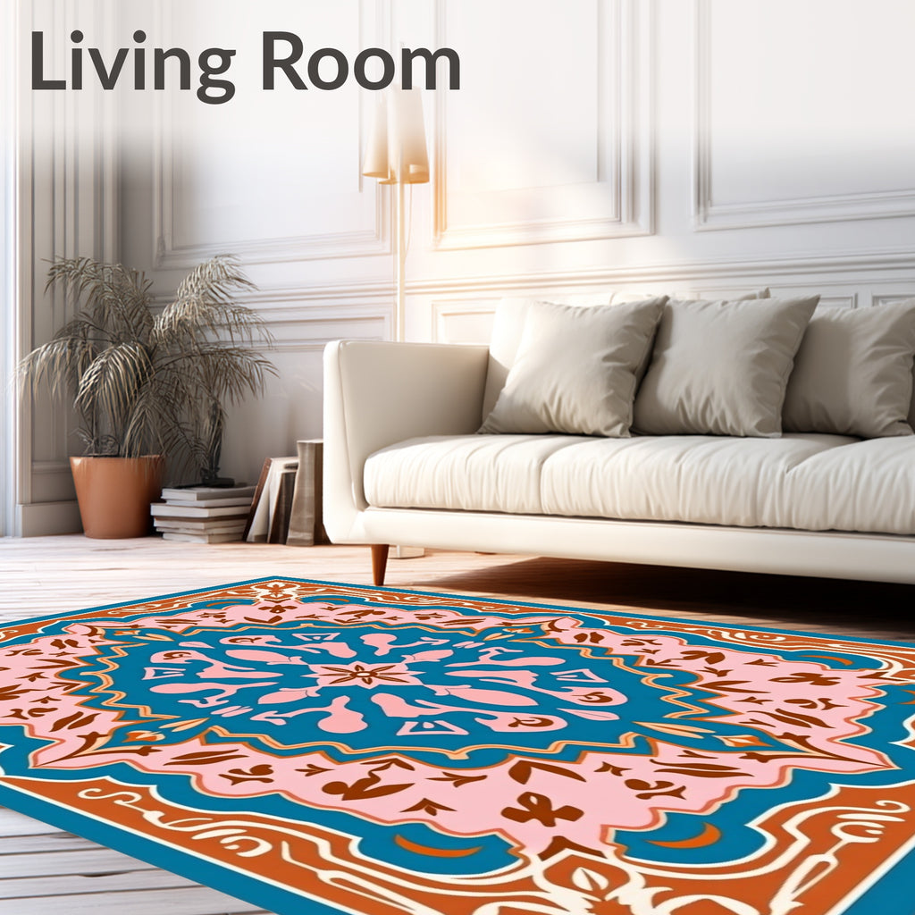 Ornate Geometric Floral Design Rug