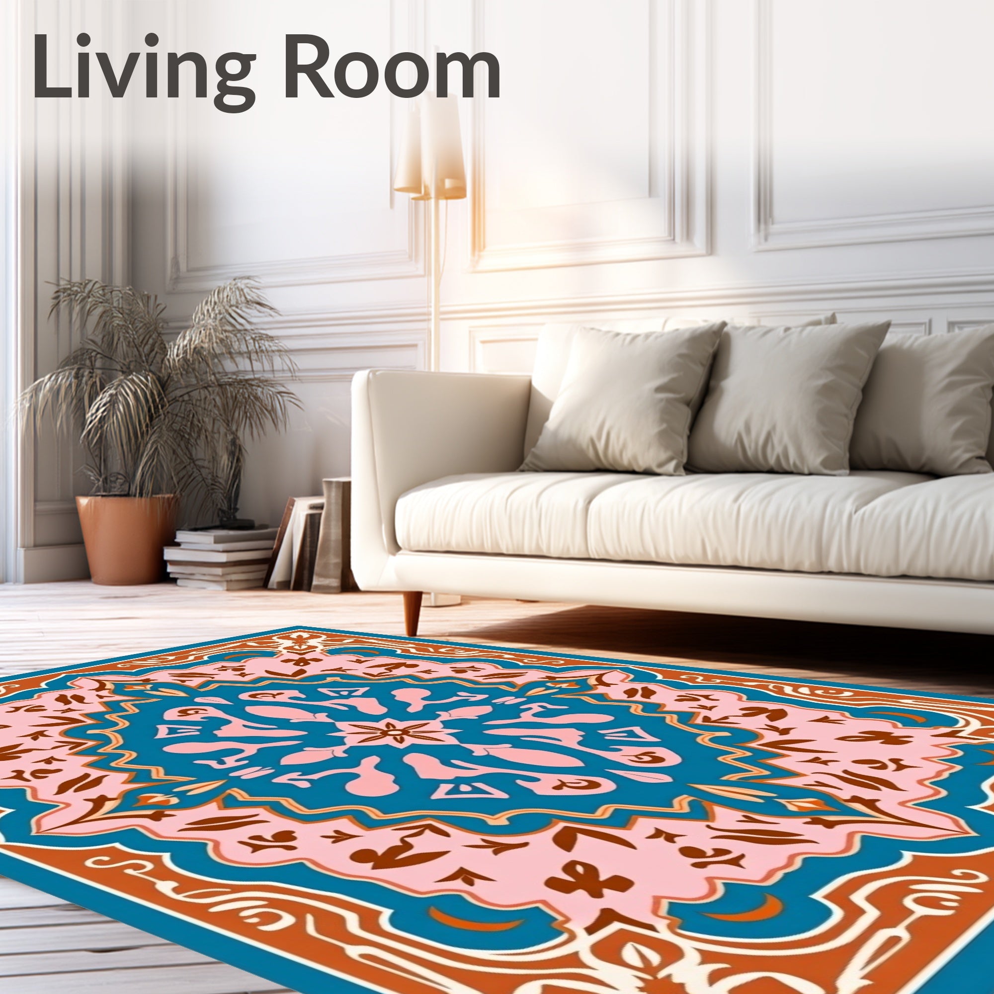 Ornate Geometric Floral Design Rug