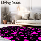Bright Pink Heart Repeating Pattern Rug