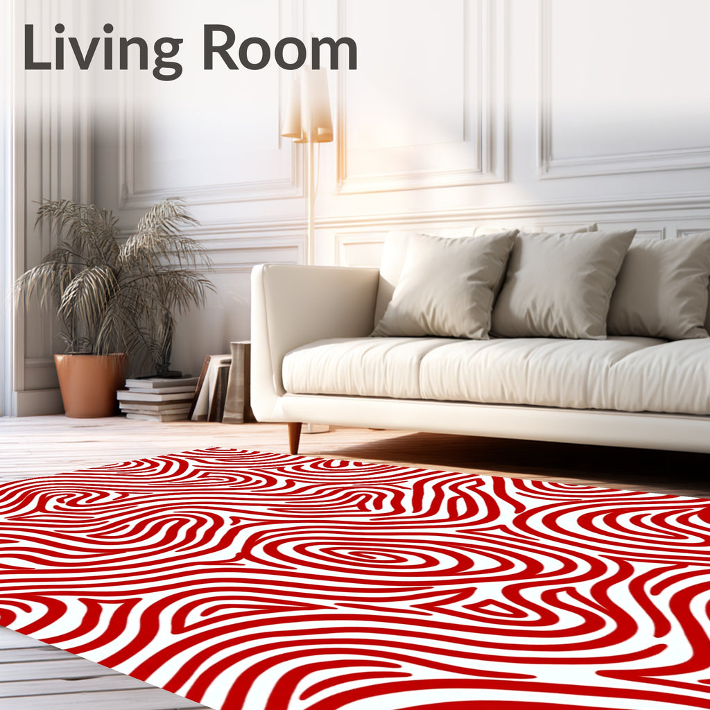 Red Swirling Lines Abstract Rug