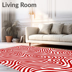 Red Swirling Lines Abstract Rug