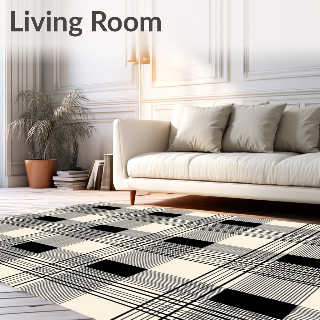 Bold Lines Squares Plaid Design Rug