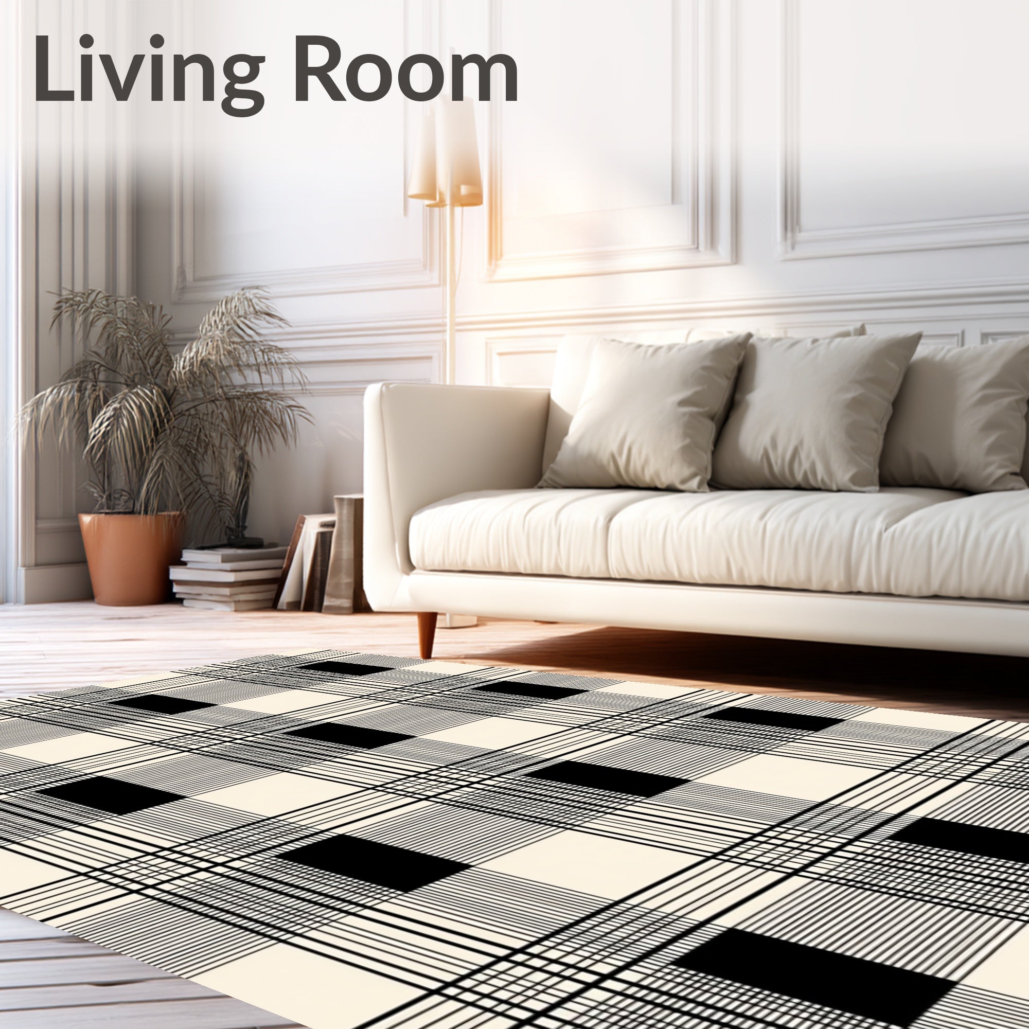Bold Lines Squares Plaid Design Rug