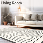 Simple Black White Geometric Maze Rug