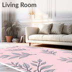 Delicate Leaf Branch Print Rug