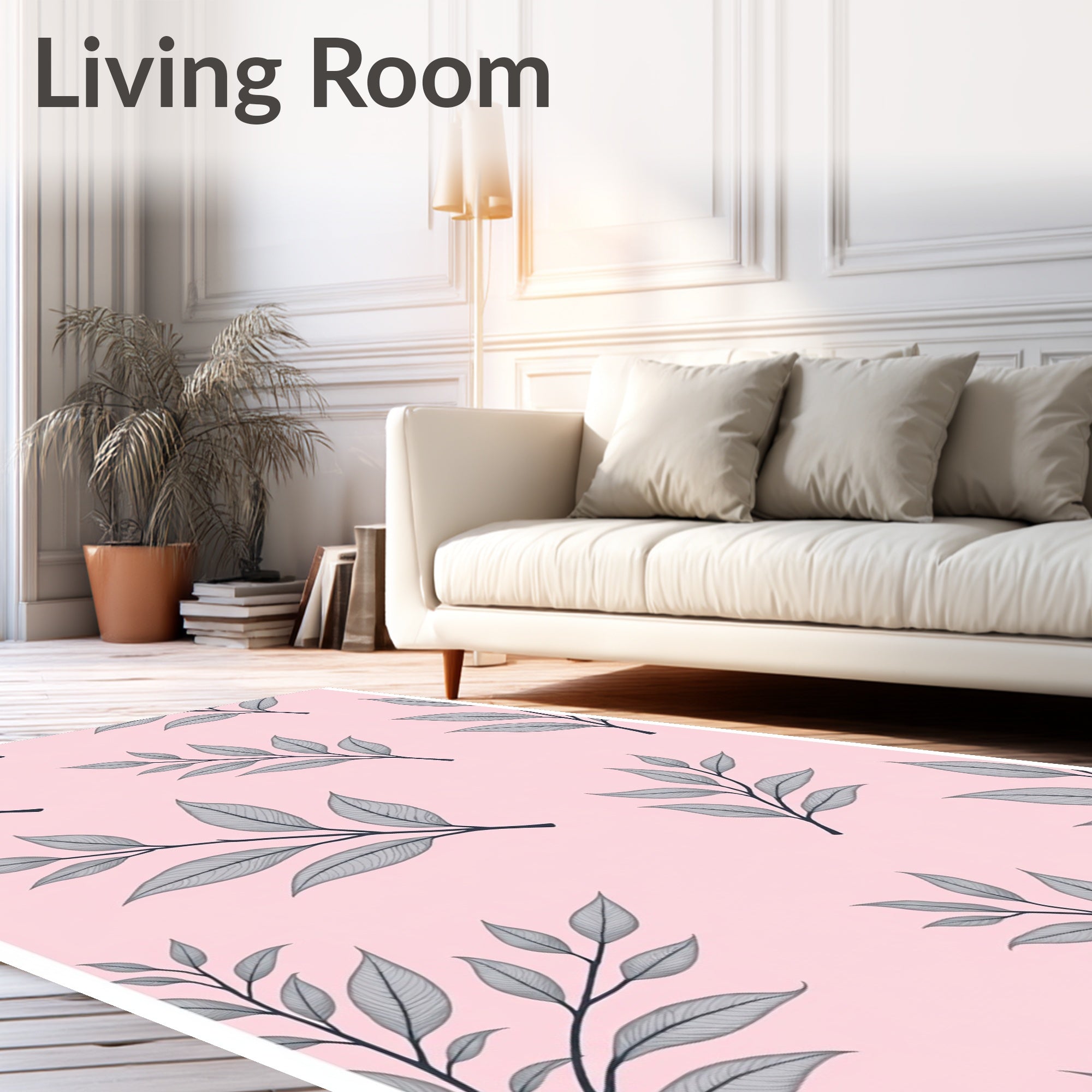 Delicate Leaf Branch Print Rug