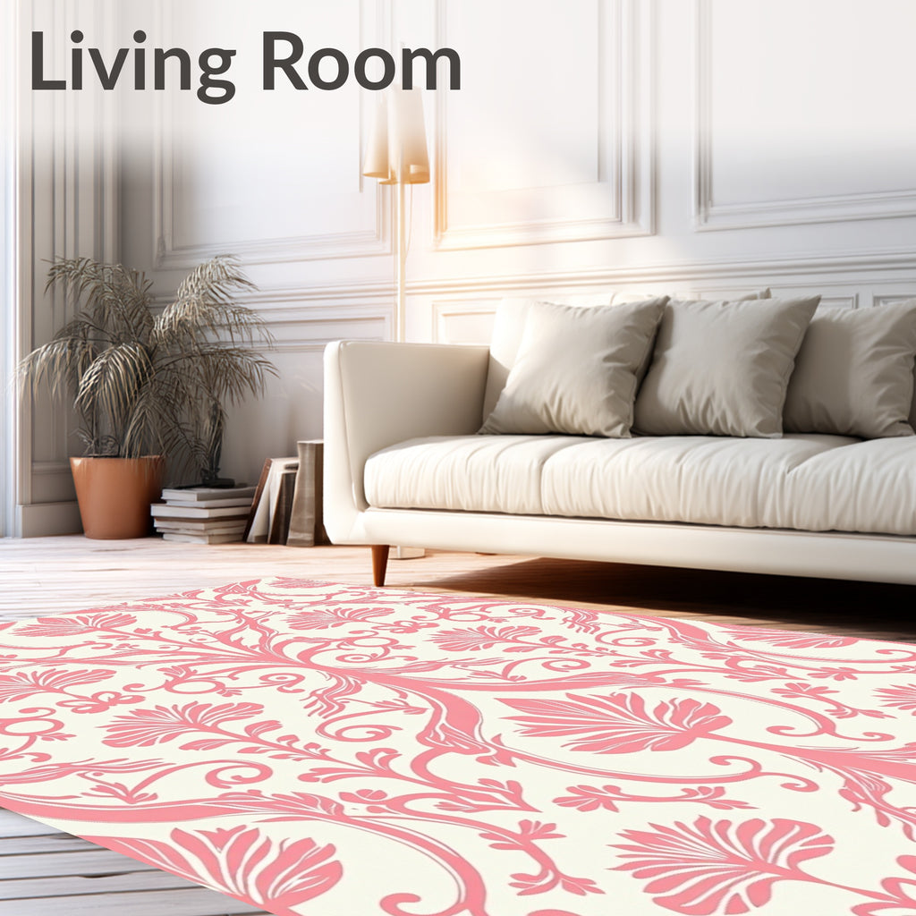 Delicate Floral Damask Design Rug