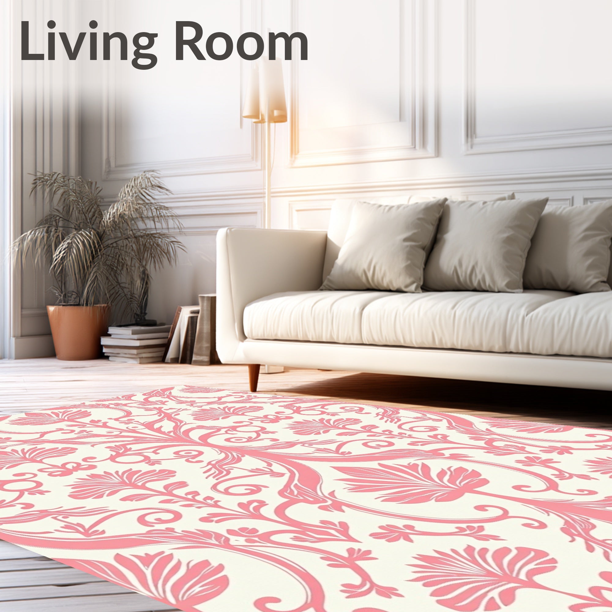 Delicate Floral Damask Design Rug