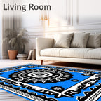 Bold Black White Floral Mandala Rug