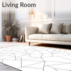 Black White Abstract Geometric Crackle Pattern Rug