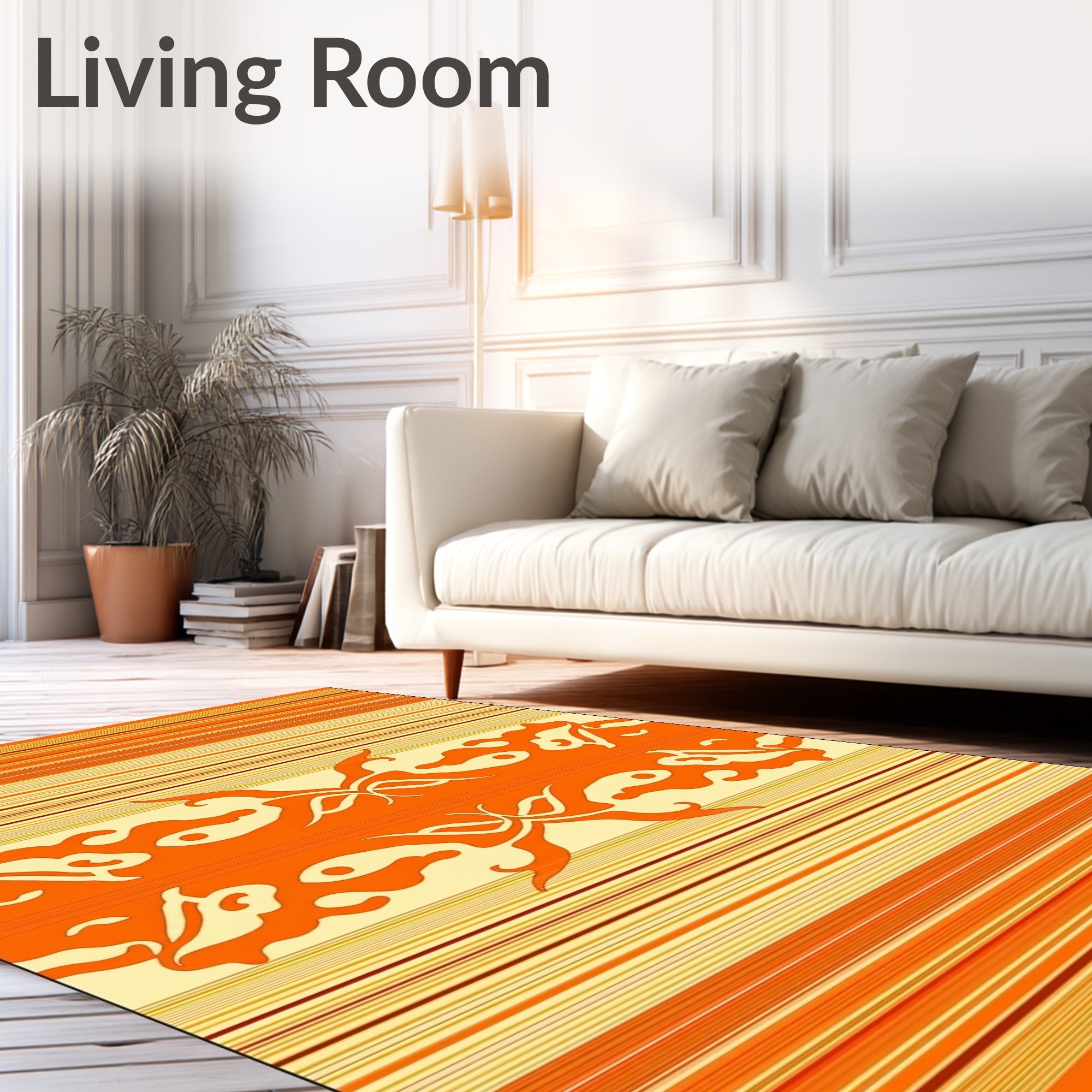 Warm Toned Abstract Stripe Pattern Rug