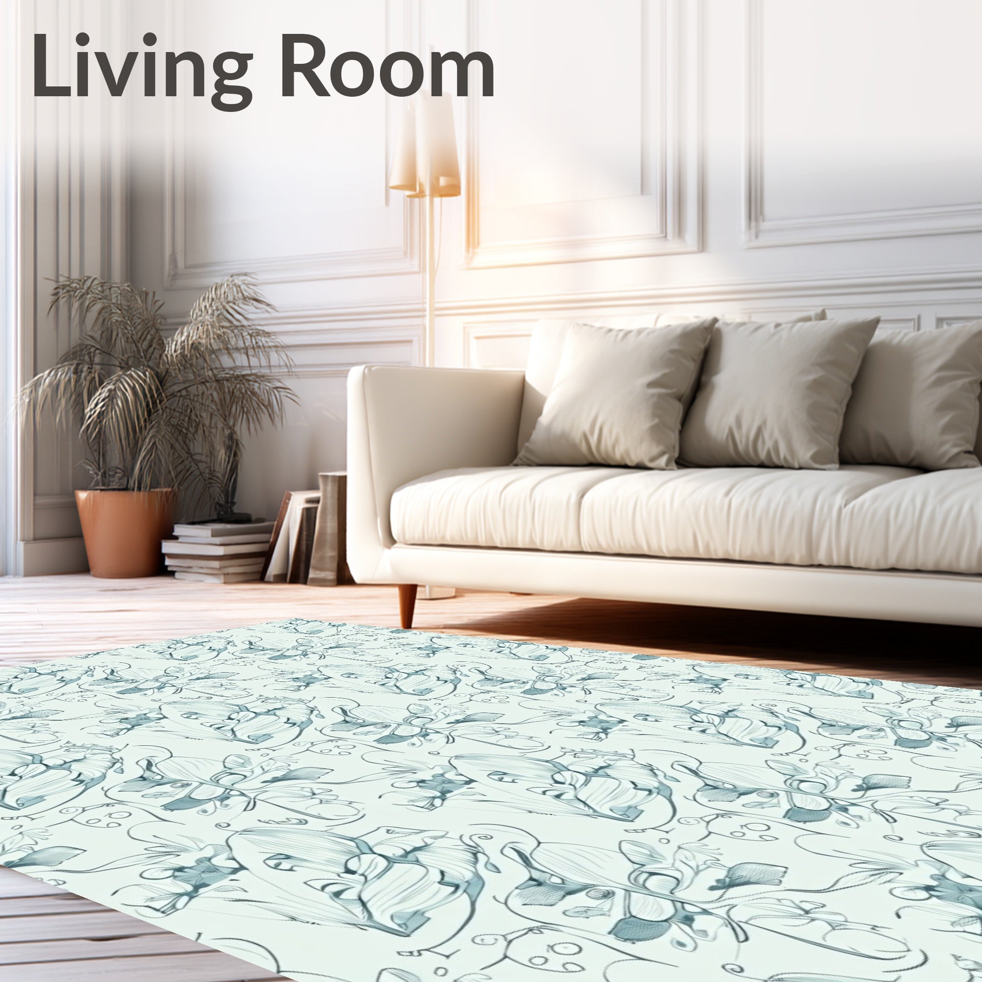Abstract Script Floral Sketch Rug