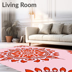 Red Mandala Burst Pattern Rug