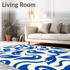 Blue Swirls Floral Pattern Rug