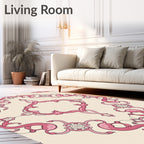 Elegant Pink Floral Medallion Design Rug