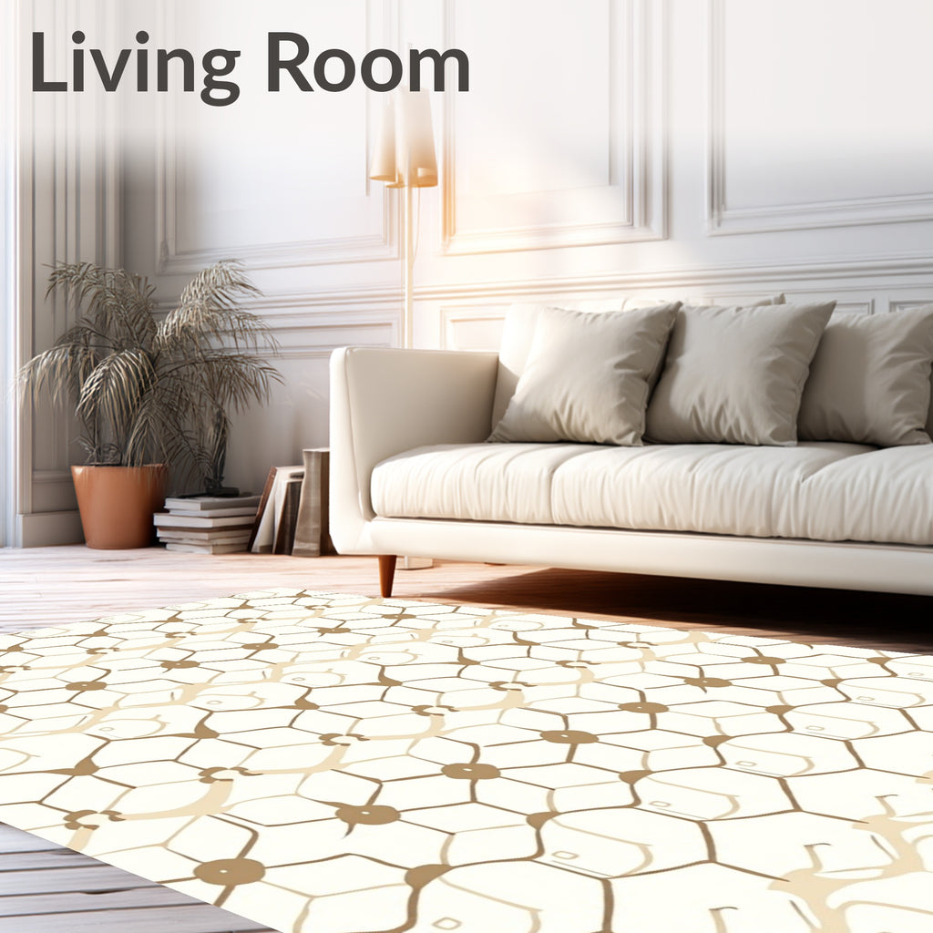 Natural Hexagon Floral Pattern Rug