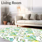 Whimsical Floral Print With Swirls Rug