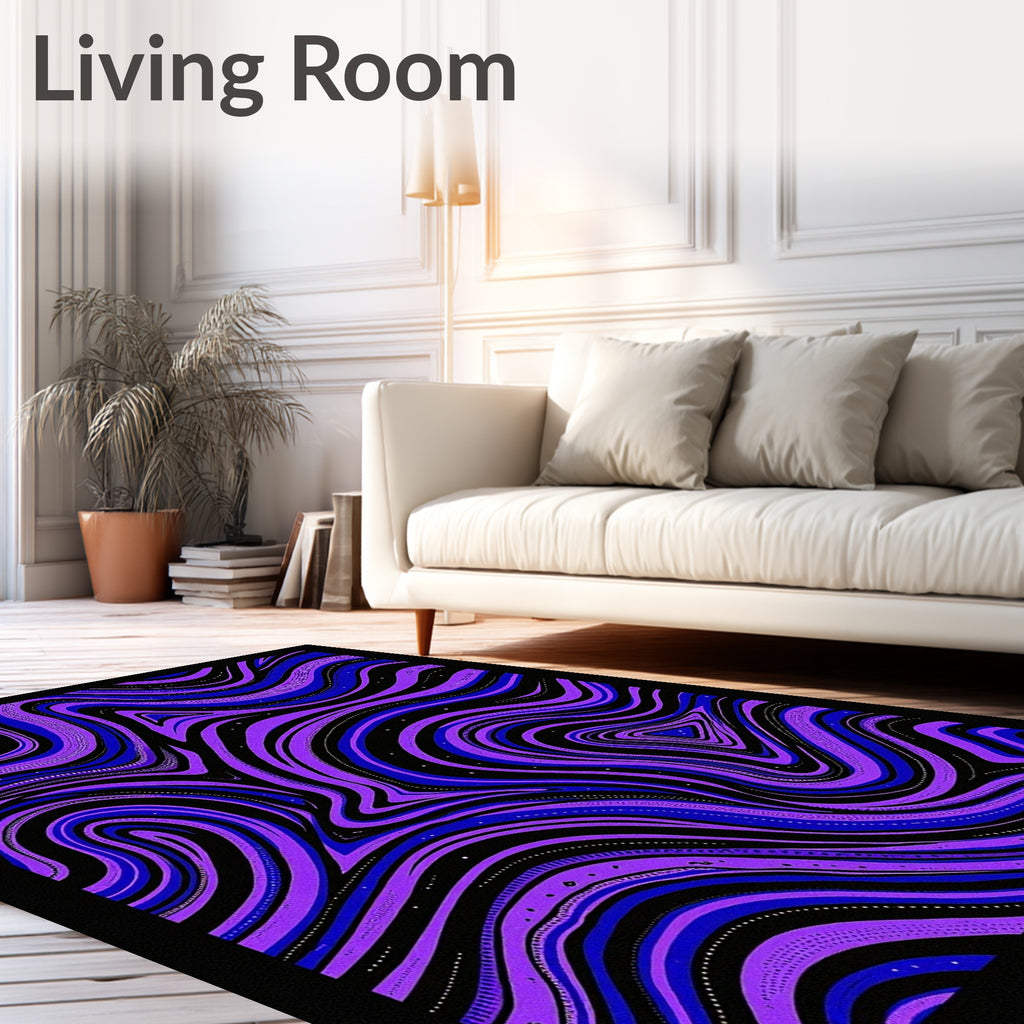 Groovy Purple Blue Swirls Rug