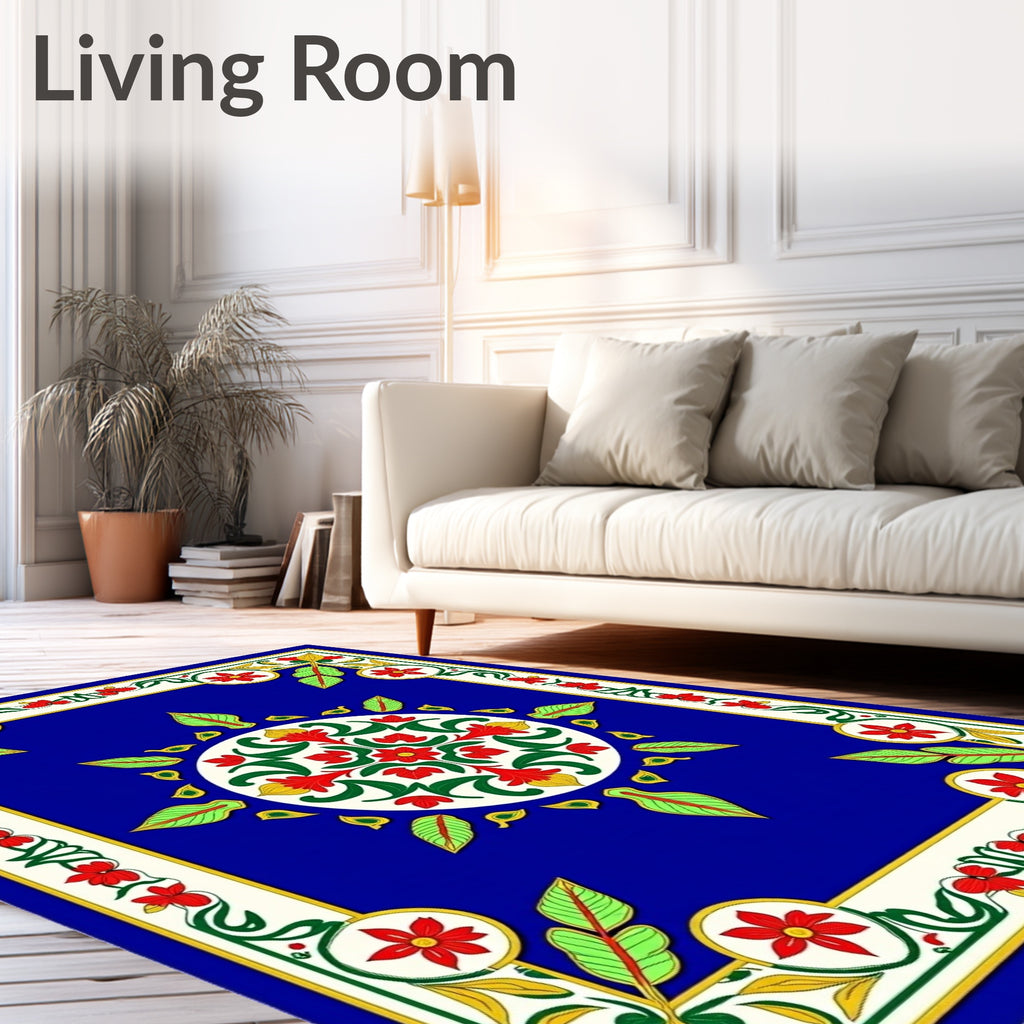 Floral Sunburst With Red Accents Rug