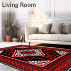 Bold Red and White Geometric Diamond Rug
