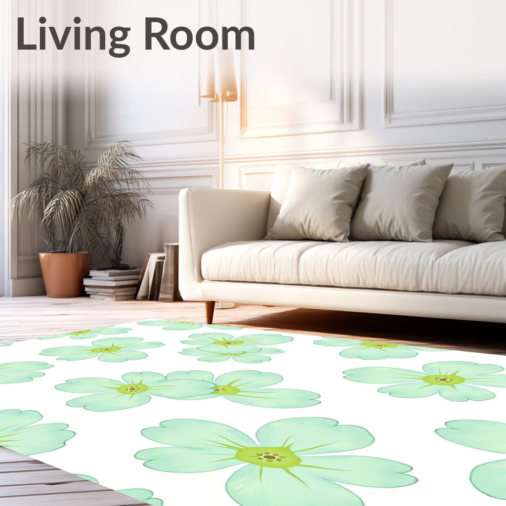 Soft Teal Petal Pattern Design Rug