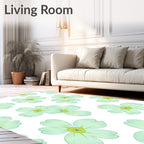Soft Teal Petal Pattern Design Rug