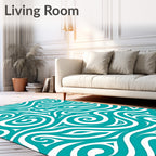 Turquoise Abstract Swirl Pattern Rug