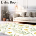 Yellow Daisy Floral Botanical Pattern Rug