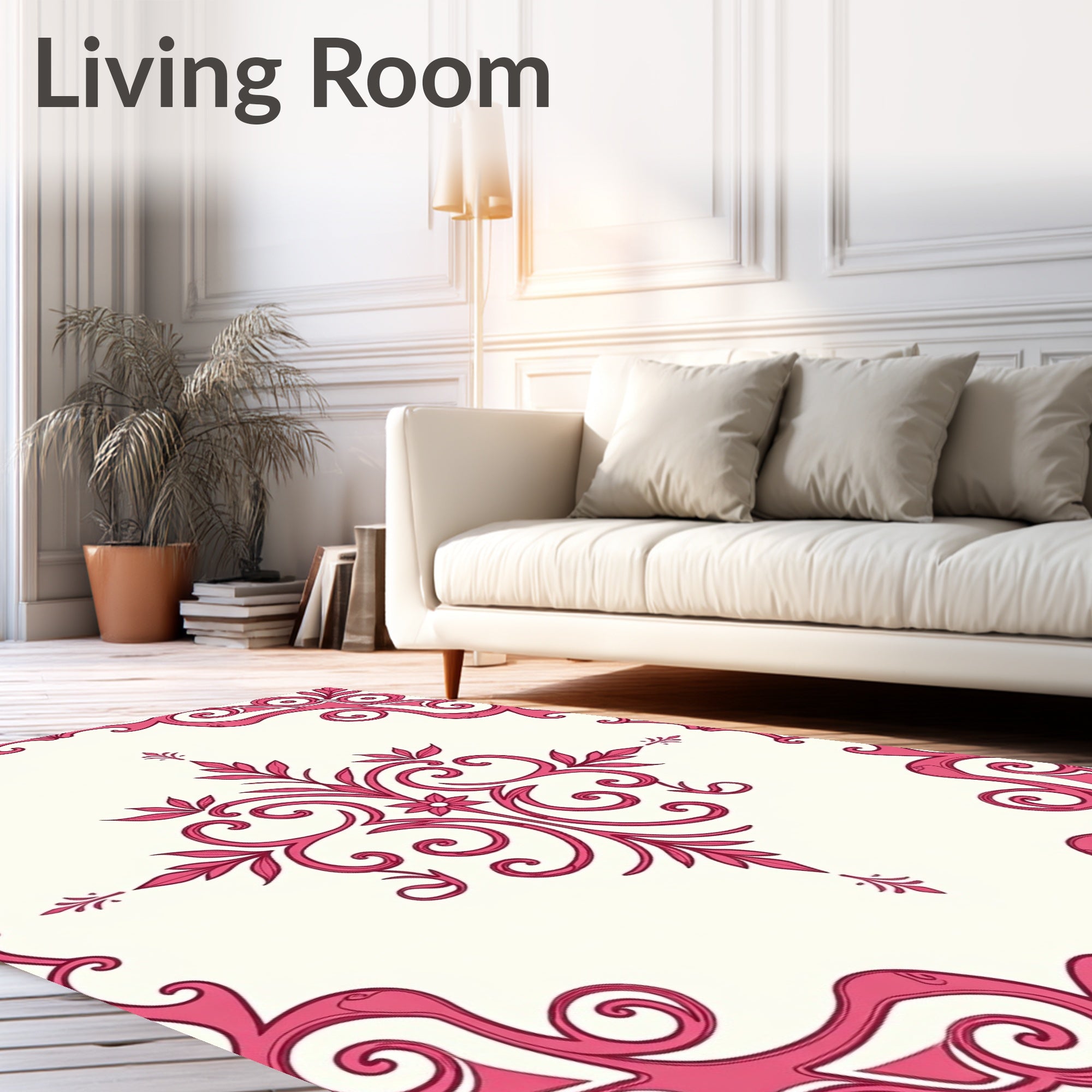 Elegant Scrollwork Floral Pattern Rug