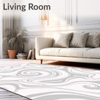 Abstract Gray Swirling Fluid Rug