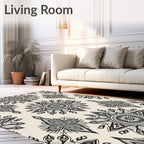Monochromatic Mandala Star Patterned Rug