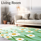 Daisies And Buds Garden Pattern Rug
