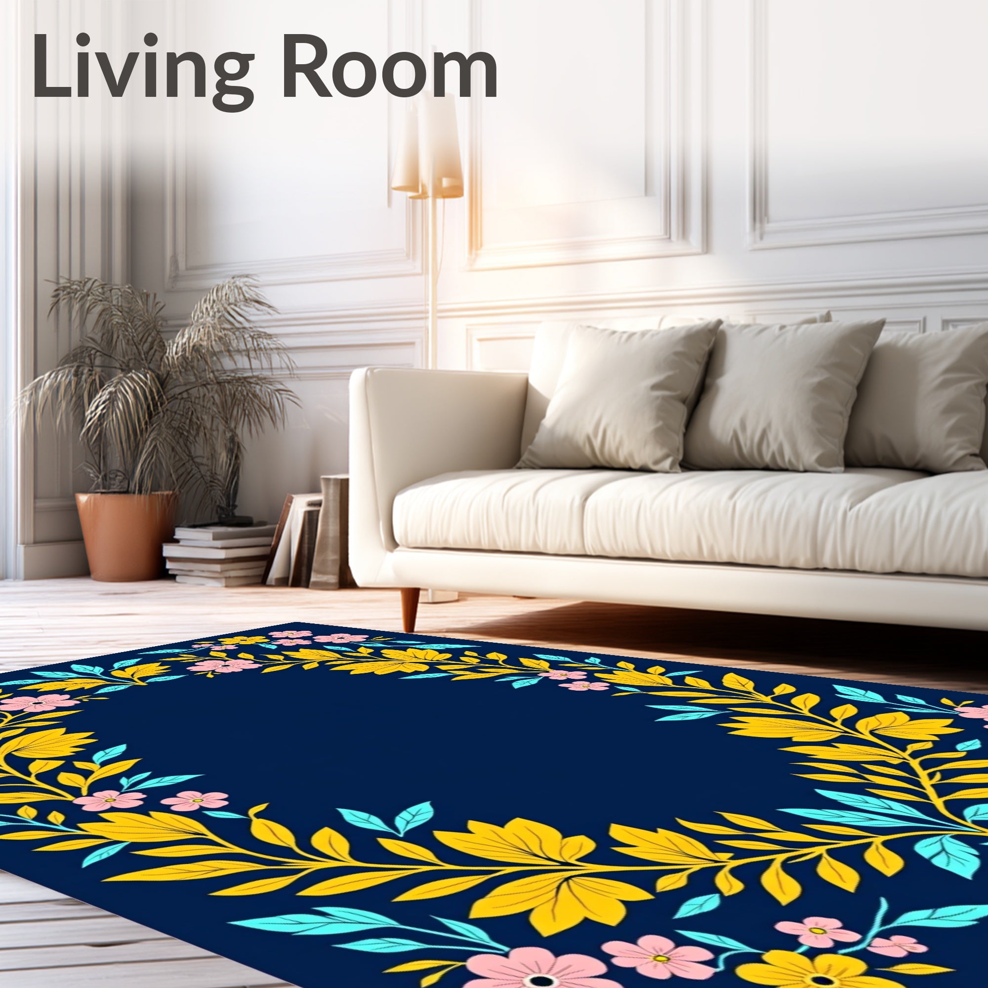 Vibrant Floral Wreath Patterned Rug