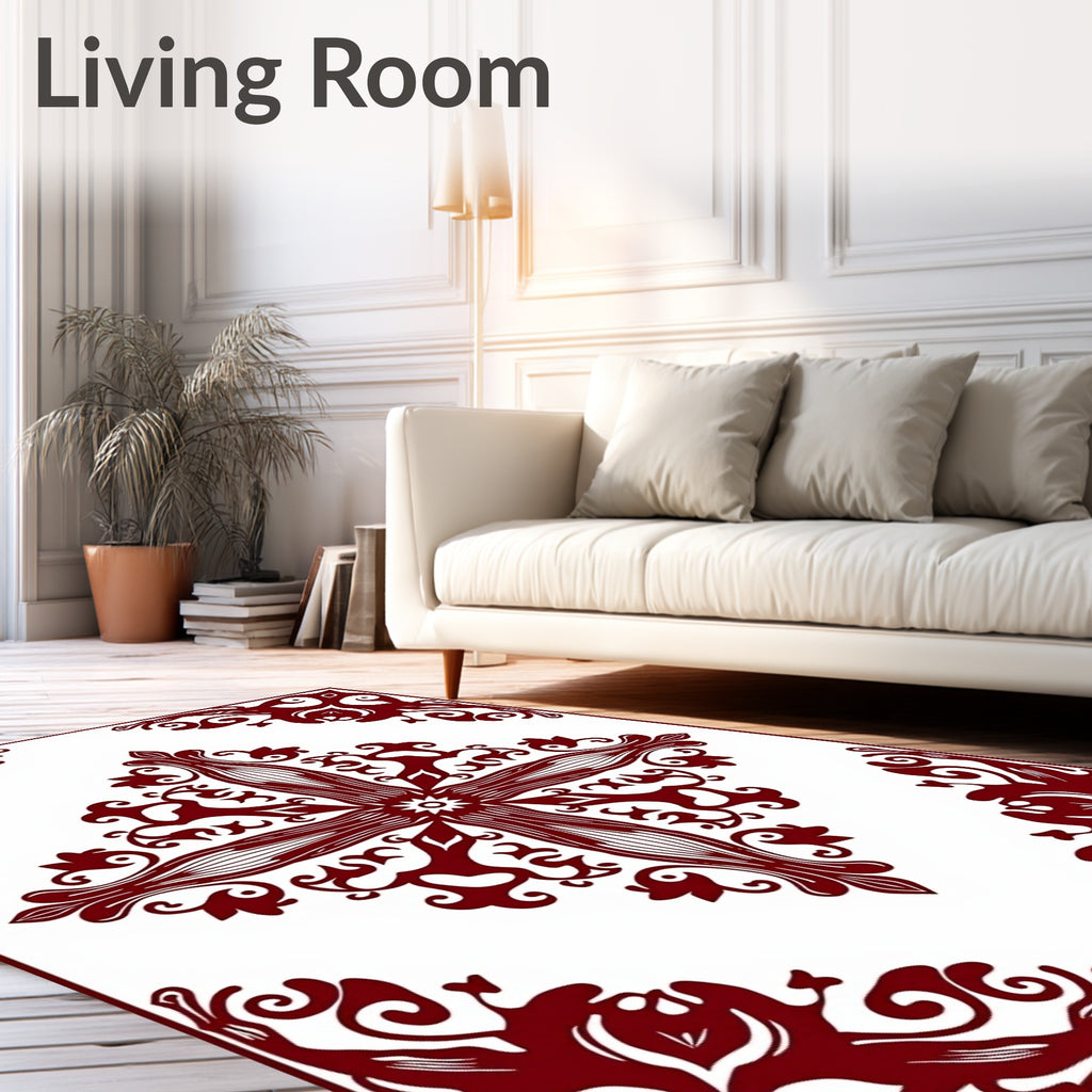 Elegant Crimson Vine Mandala Design Rug