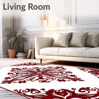 Elegant Crimson Vine Mandala Design Rug