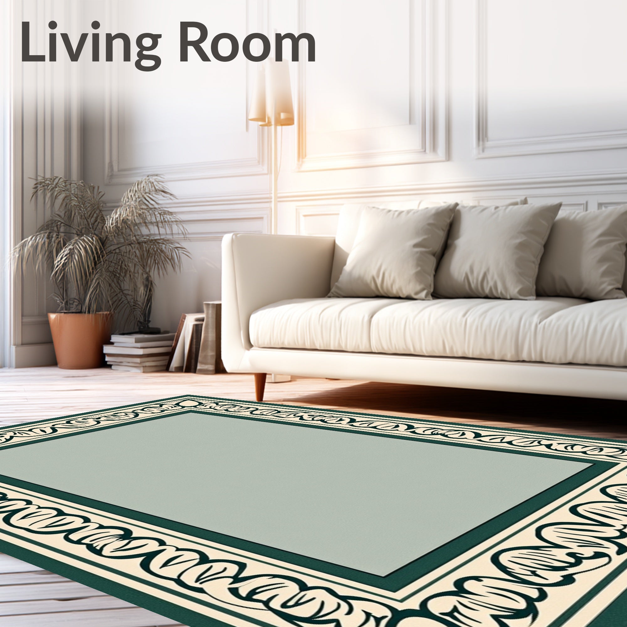 Classic Floral Scroll Border Design Rug